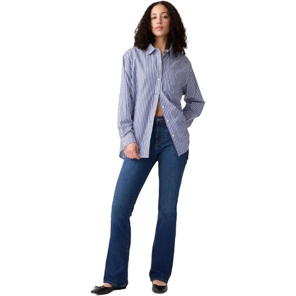 Women's Baby Boot Cut Denim Jeans Medium Wash Size 34 Comfortable Fit